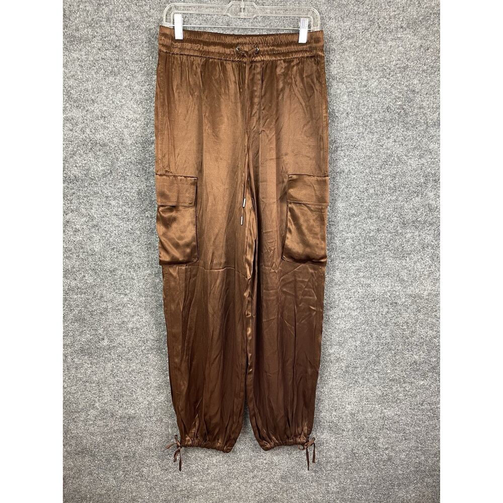Rachel Zoe Slikey Brown Cargo Pants Size Medium Tie Ankle